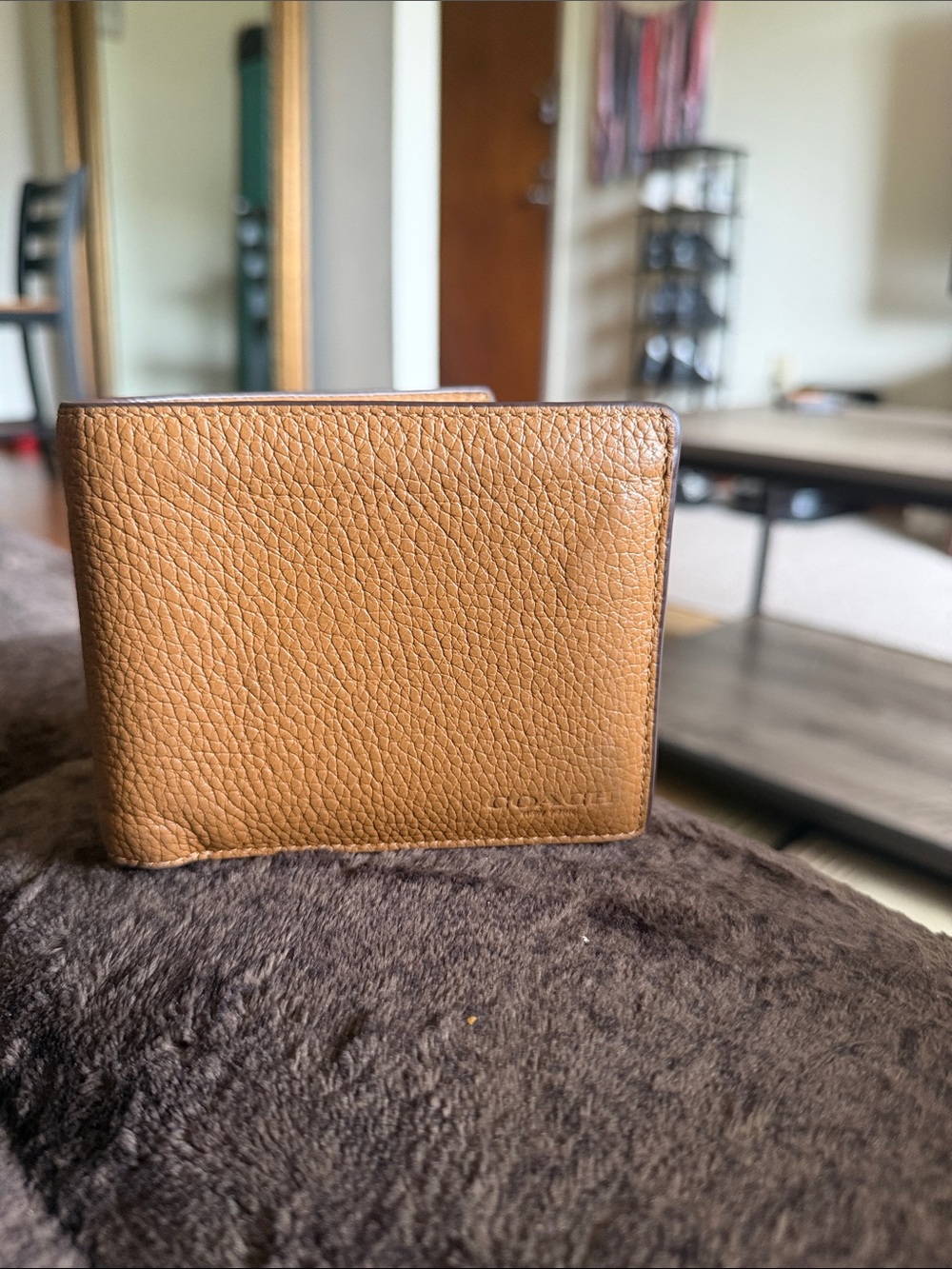 Coach Pebbled Leather Men's Wallet in Tan